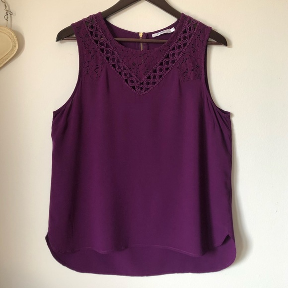 Ricki’s deep purple crochet detail sleeveless top - size large - Picture 5 of 15